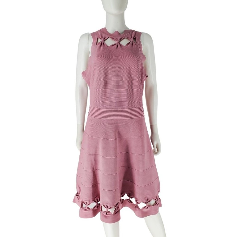 Ted Baker Pink Cherina Bow Detail Knitted Skater Dusty Cocktail Dress